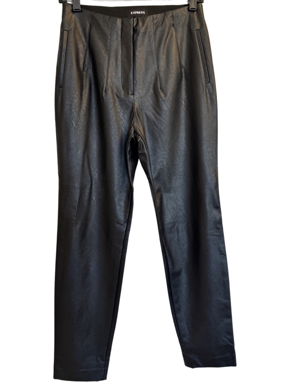 Express Black Faux Leather Pants Size 2 High Waist Tapered